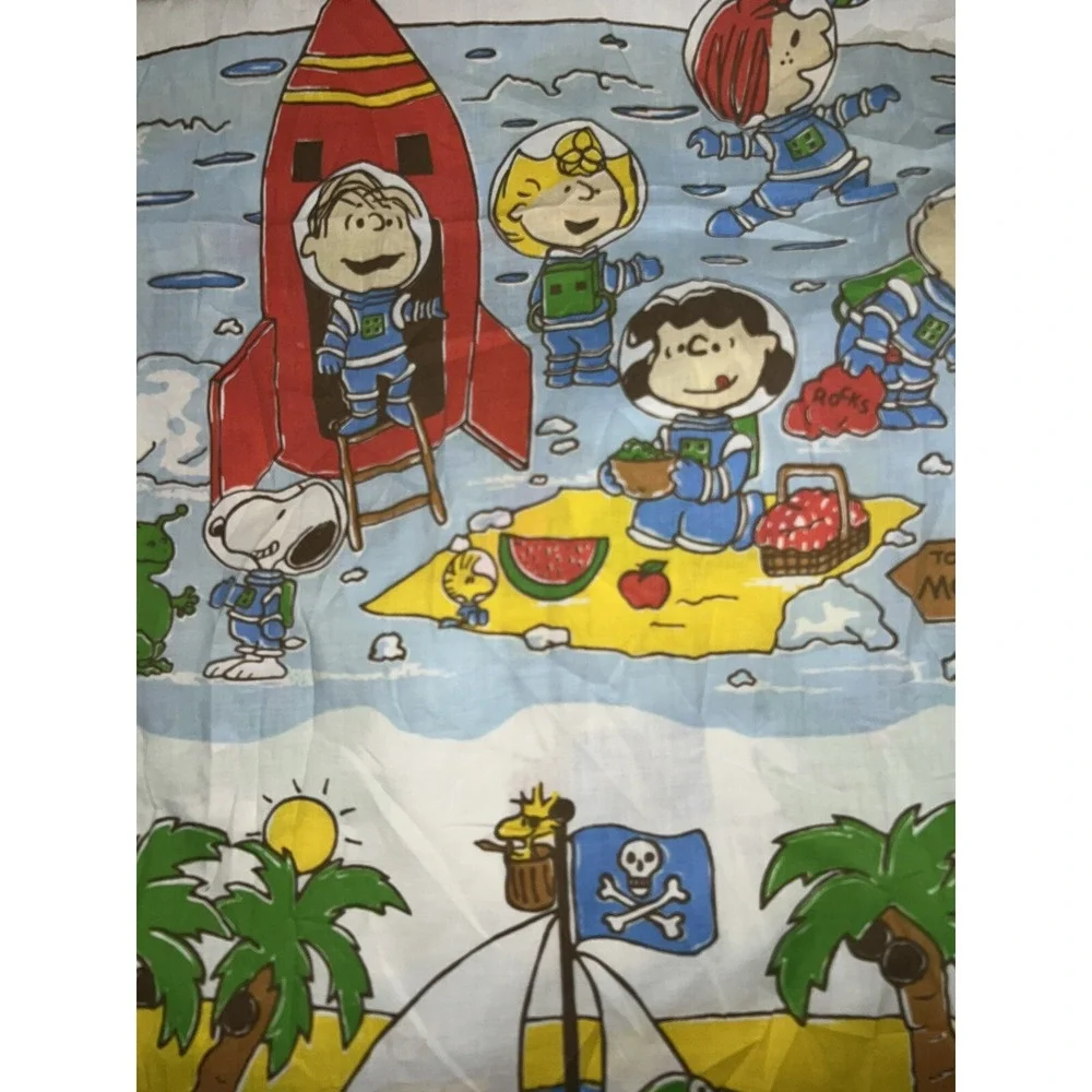 Vintage Snoopy Peanuts Twin Bed SET Space Western Pirate Beach Charlie Brown